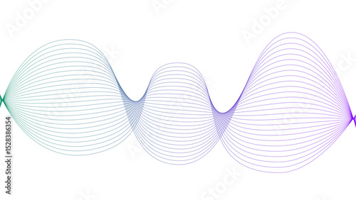 Vector curvy abstract line art wavy flowing dynamic colorful lines white background in concept music or sound, wave, wind, information flow	
