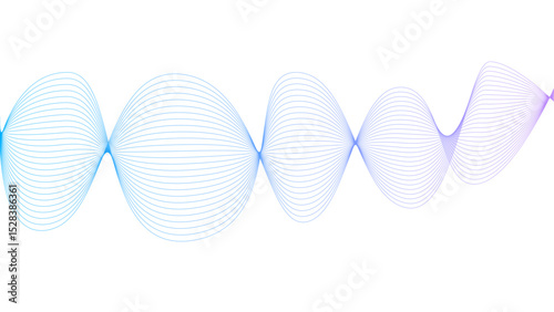 Vector curvy abstract line art wavy flowing dynamic colorful lines white background in concept music or sound, wave, wind, information flow	
