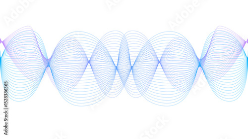 Vector curvy abstract line art wavy flowing dynamic colorful lines white background in concept music or sound, wave, wind, information flow	
