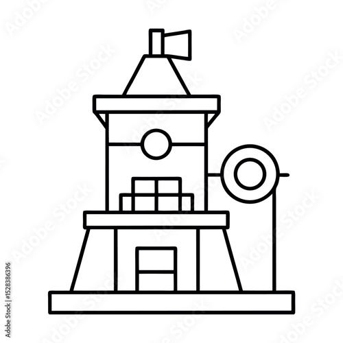 Modern Milling Center Equipment Line Art Vector