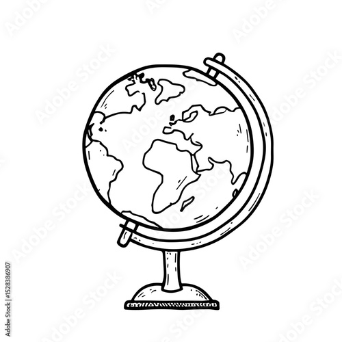 Hand-drawn sketch vector doodle icon of a globe for geography and education