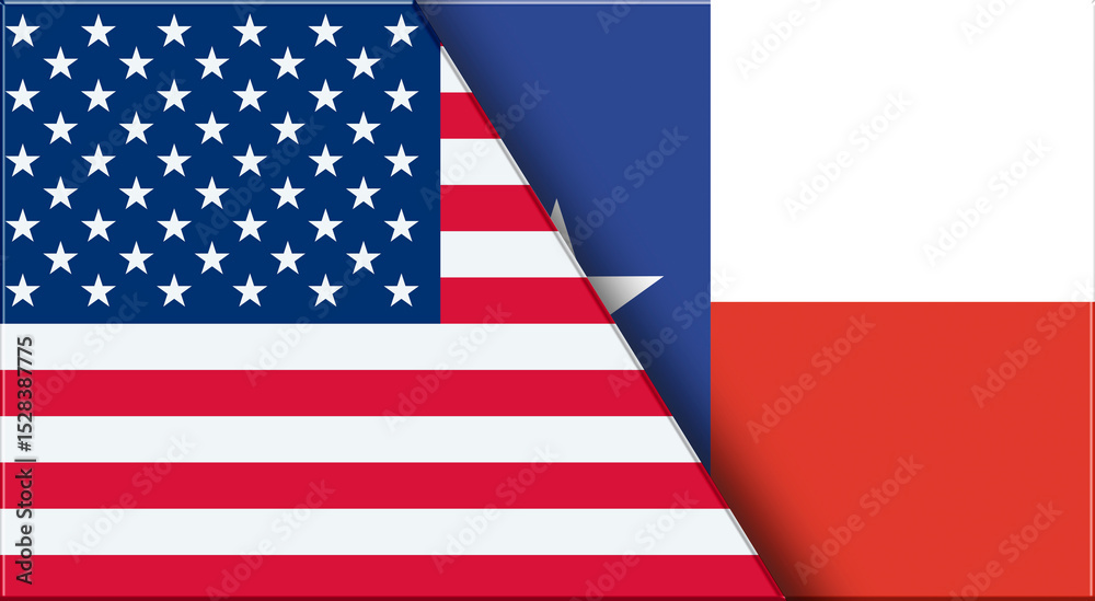 Fototapeta premium Flags of USA and Texas. United States and Texas official flags