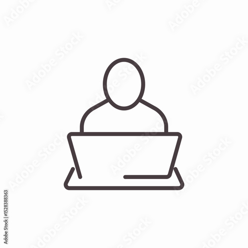 person with laptop icon sign vector