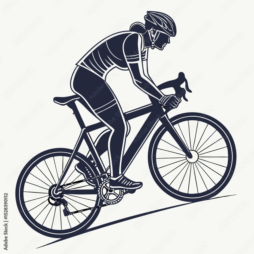 Naklejka premium Cyclist Riding Bicycle – Isolated Vector Silhouette