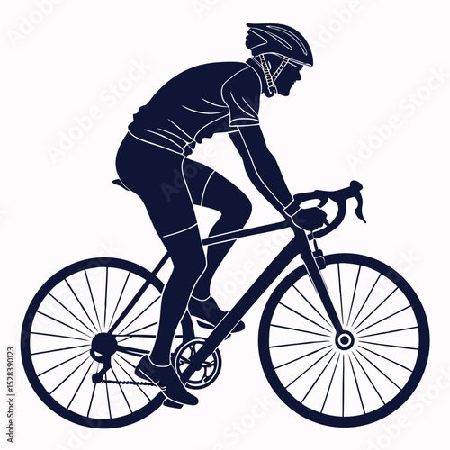 Cyclist Riding Bicycle – Isolated Vector Silhouette


