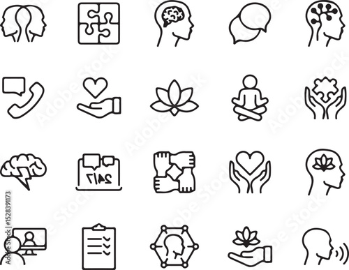 mindfulness, mental health, therapy, communication, psychology, brain, thought, meditation, lotus, heart, hand, puzzle, connection, help, support, advice, online, video call, consultation, balance, we