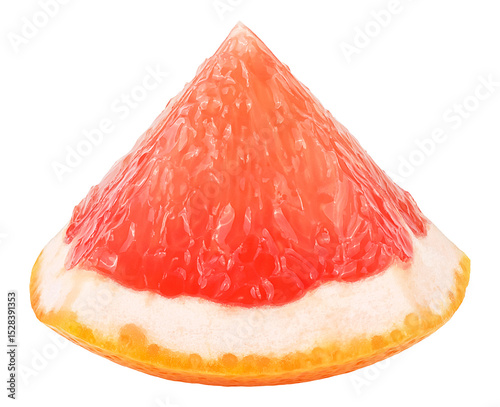 Piece of ripe grapefruit isolated on a white background. Grapefruit citrus fruit.