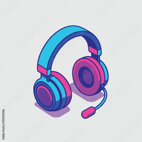 Colorful Gaming Headset Vector Illustration