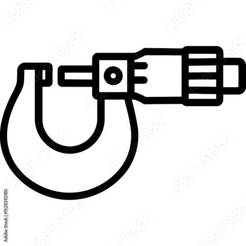 Minimalist micrometer icon with spindle and sleeve
