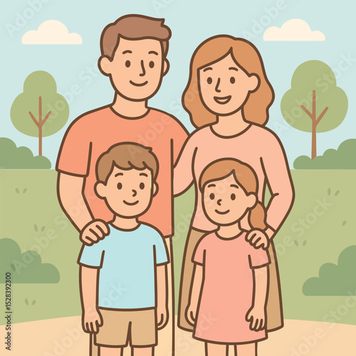 Happy Family Illustration in a Park