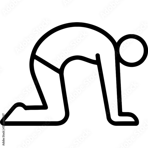 Clean minimal vector icon of cat-cow yoga position
