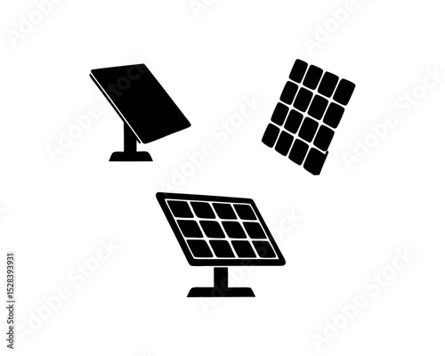 creative details Outline silhouette solar panel icons set vector