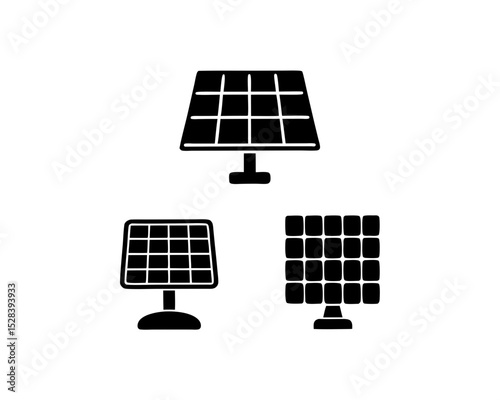 creative details Outline silhouette solar panel icons set vector