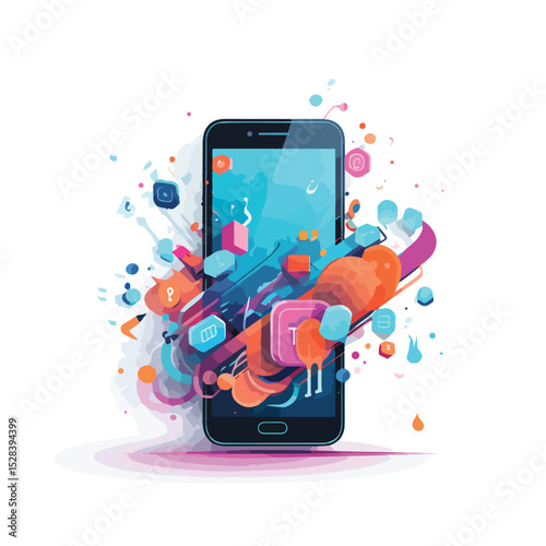 Mobile App Technology Vector Illustration for Digital Solutions and Innovations