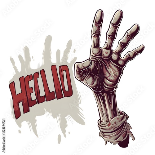 Professional Help Me Word Banner with Zombie Hand Illustration for Websites and Marketing Materials