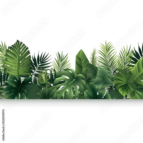 Professional horizontal banner template with green foliage decorations for design projects