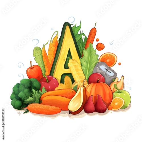 Professional Banner Illustration Featuring a Diverse Range of Vitamin Products for Health and Wellness Promotion