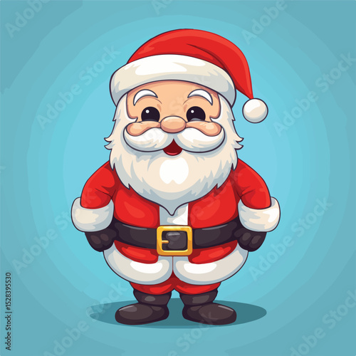 Cheerful Santa Claus Cartoon Character Wishing Merry Christmas on Festive Background