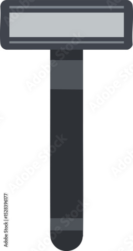 Safety razor with black handle personal grooming shaving tool vector illustration