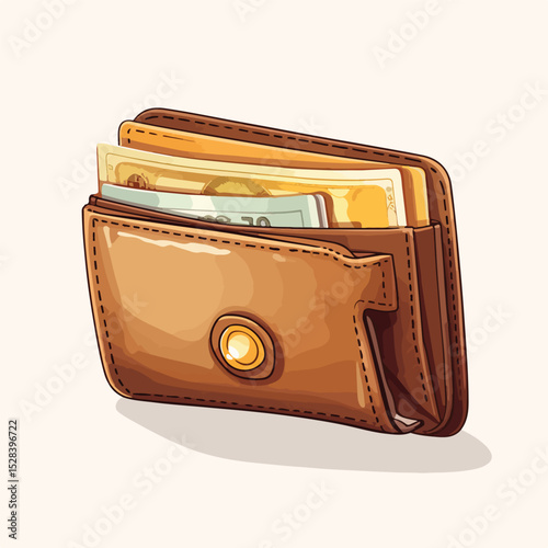 Virtual Money in Wallet Stock Vector Illustration for Finance and Investment Concepts