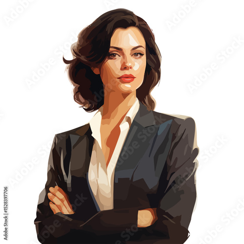 Professional Business Executive Woman Vector Illustration Isolated on White Background for Corporate Presentations and Marketing Materials