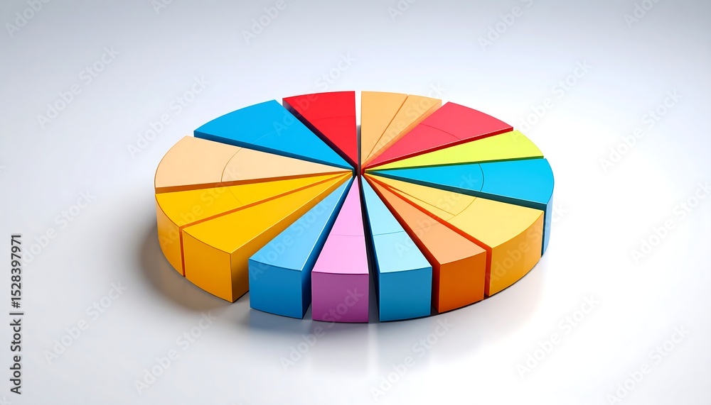Obraz premium Colorful 3D Pie Chart Data.