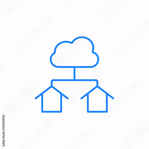 cloud network houses icon sign vector