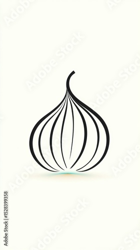 Minimalist Line Art Illustration of a Garlic Bulb