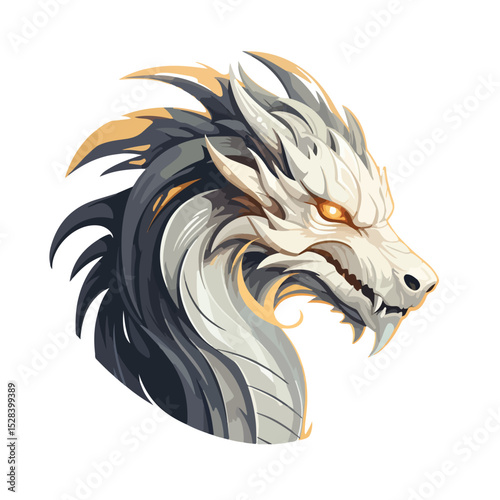 Detailed Vector Illustration of a Fantasy Dragon Creature for Icon Design