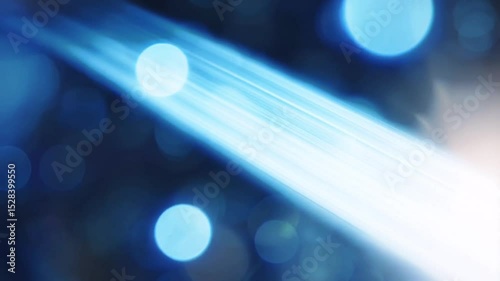 Light Beam Video Transition with Blue Bokeh and Light Leaks Abstract Blue Light Rays Futuristic Tech Motion Background