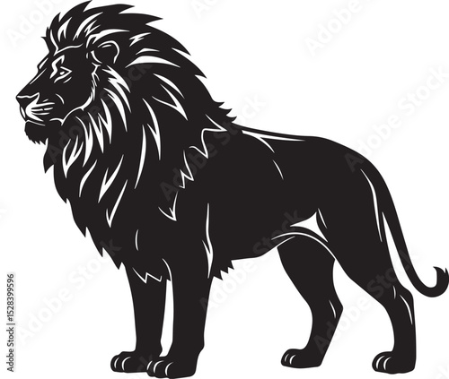 Majestic Lion Silhouette Standing Proudly - Vector Graphic photo