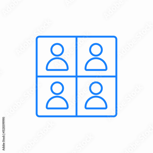 four people grid meeting online icon sign vector