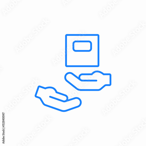 hands receiving box icon sign vector
