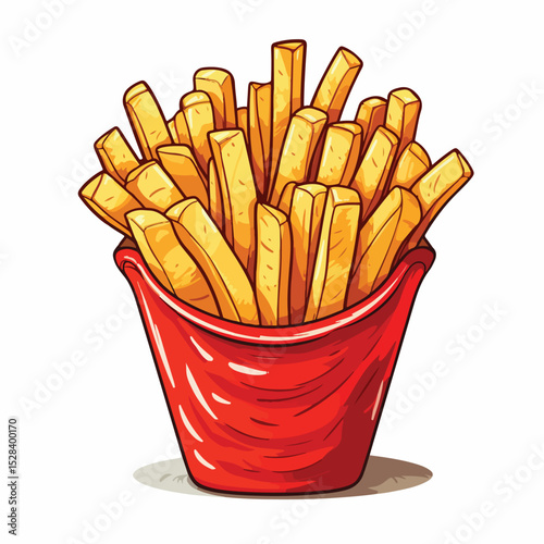 Crispy Golden French Fries Fast Food Vector Illustration for Menus and Promotions