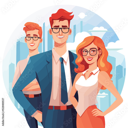 Professional Cartoon Avatar Characters Group Illustration for Business or Team Usage