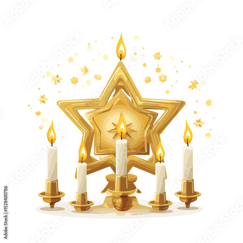 Elegant Happy Hanukkah Celebration Card with Candelabrum Design for Festive Greetings