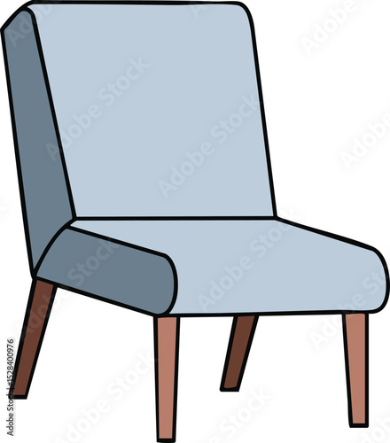 Modern light blue upholstered chair with wooden legs vector illustration for interior design and furniture concept 