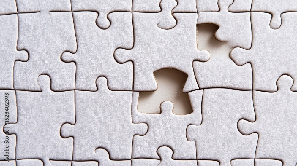 White jigsaw puzzle with missing pieces White jigsaw puzzle with missing pieces
