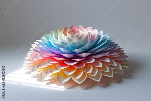 Office supplies. A flower made of different colored pieces of paper.