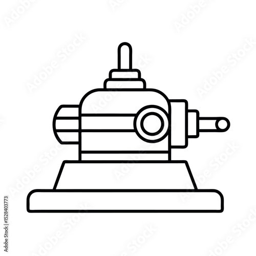 Turret Lathe Equipment Drawing Vector
