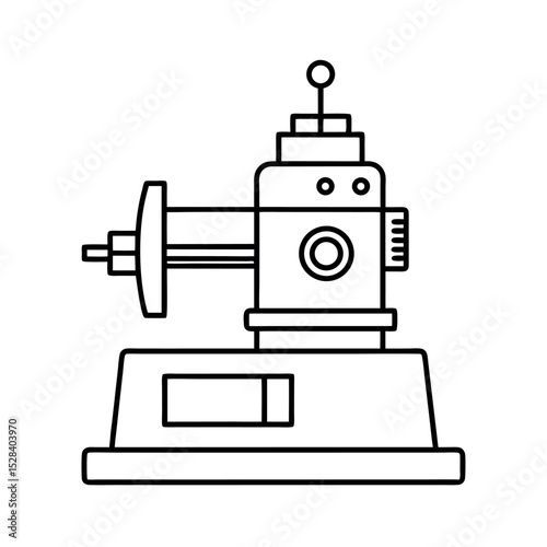 Precision Lathe Turret Tool Line Art Vector