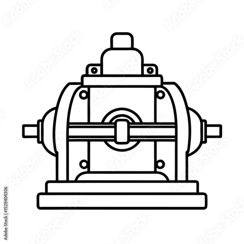 Manual Turret Lathe Machine Side View Vector