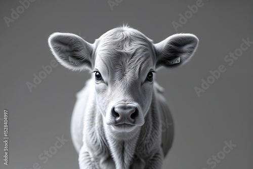 A young calf born poorly on a light background