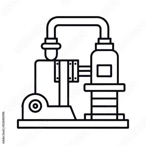 Tube Expander Hydraulic Machine Line Art Vector