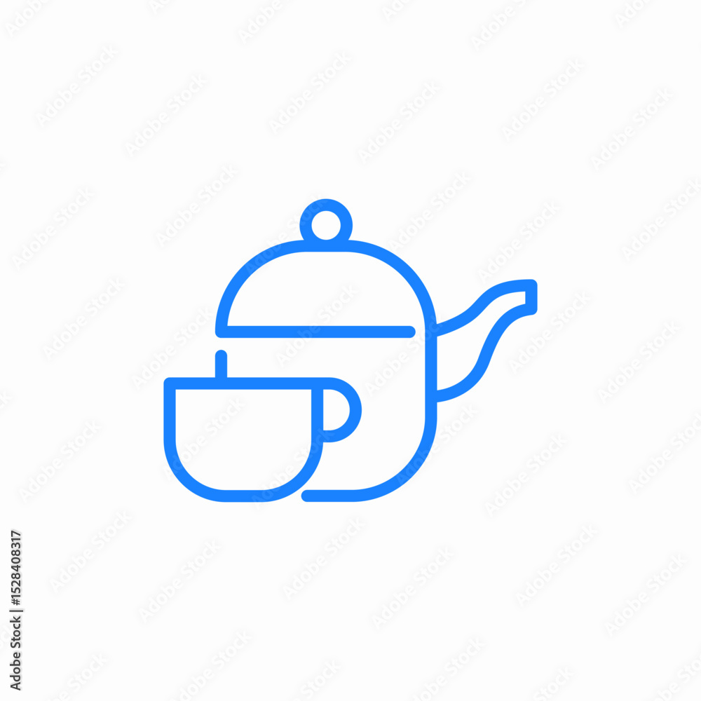 Obraz premium teapot teacup set icon sign vector