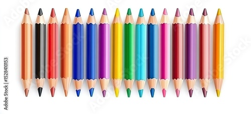 Colorful Pencils Arranged in a Row