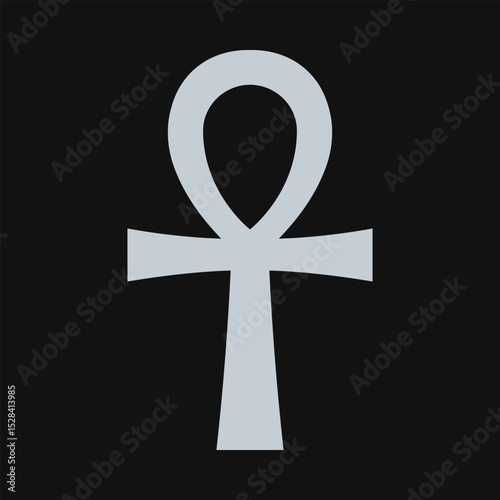 Silver Black Ankh Egyptian Cross Symbol