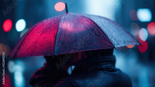 Wallpaper Mural A romantic couple shares a loving embrace under a rainy umbrella, creating an intimate atmosphere as vibrant colors and rain enhance the mood of togetherness. Torontodigital.ca