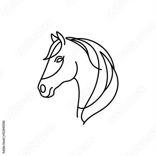 oneline art monoline vector horse head logo poster	

