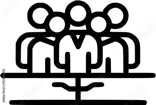 Simplified illustration of a group of people standing together, representing unity and teamwork.
